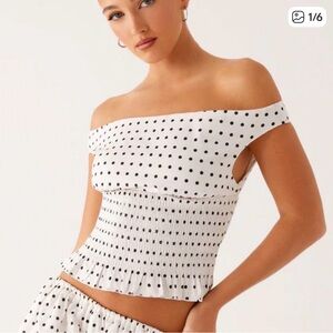 Peppermayo Black and White Off-Shoulder Crop Top